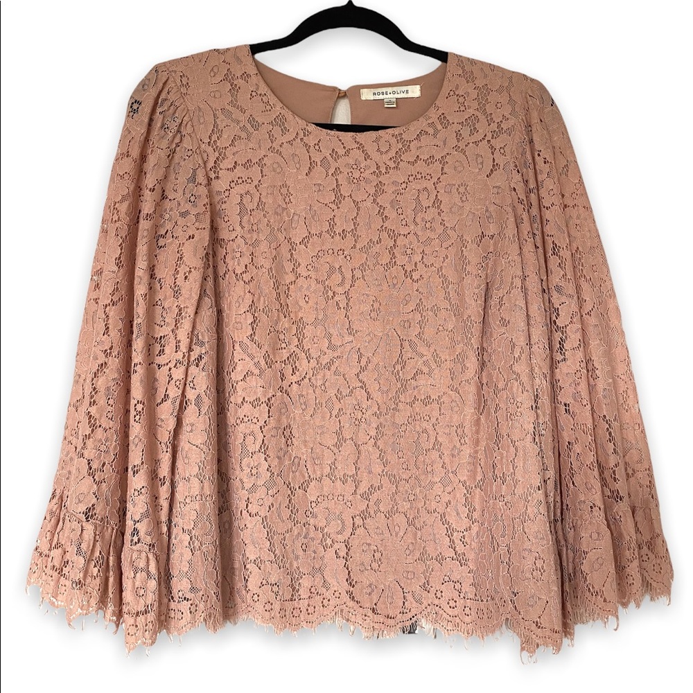 Rose & Olive Lace Bell Sleeve Blouse S